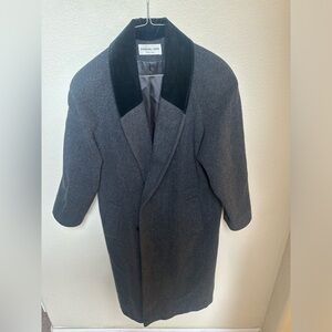 Preston & York 100% Wool Gray and Black Trench Coat - Size 8